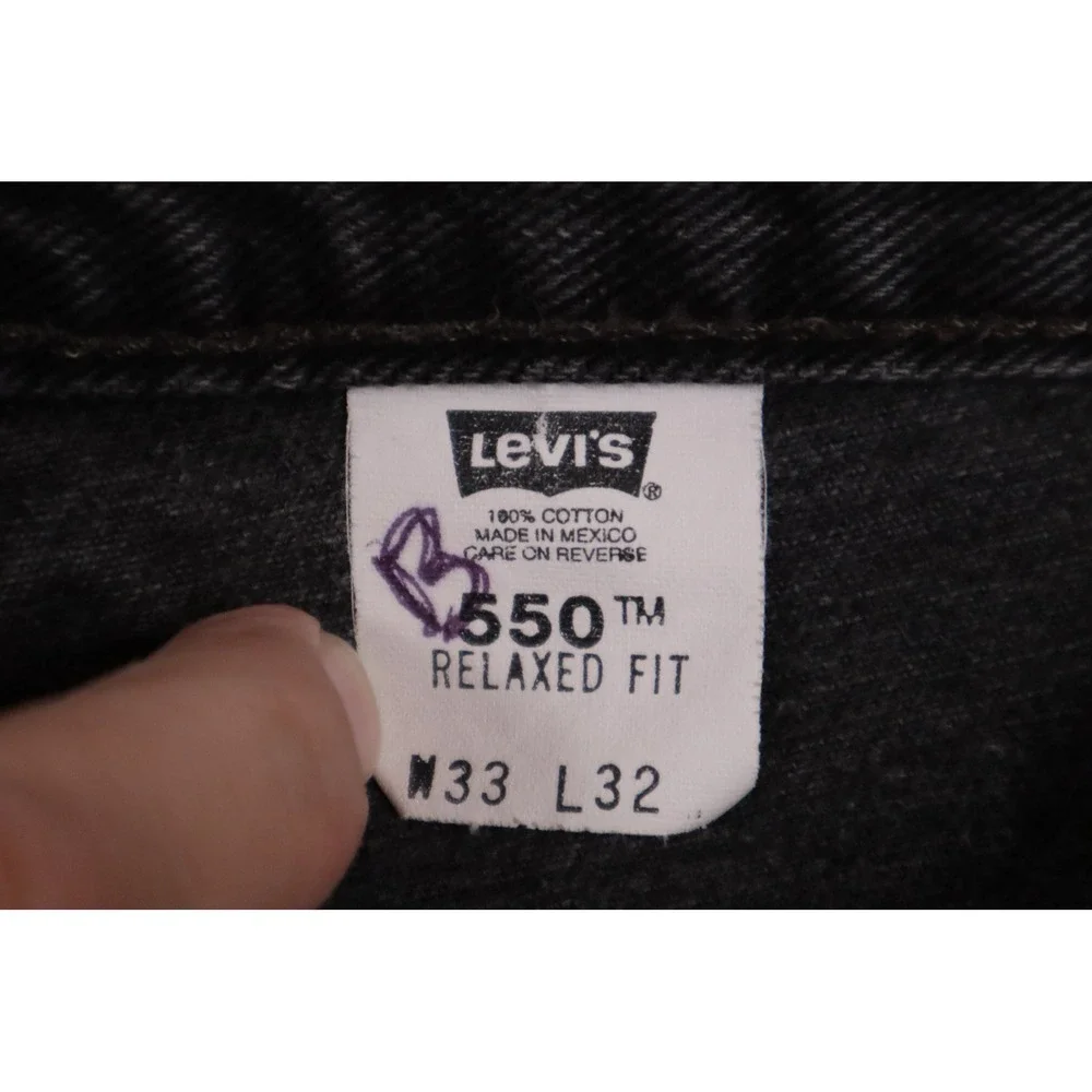 Levis 550 Relaxed Fit Jeans Mens 33x32 Faded Black Vintage Tapered 0550-0260